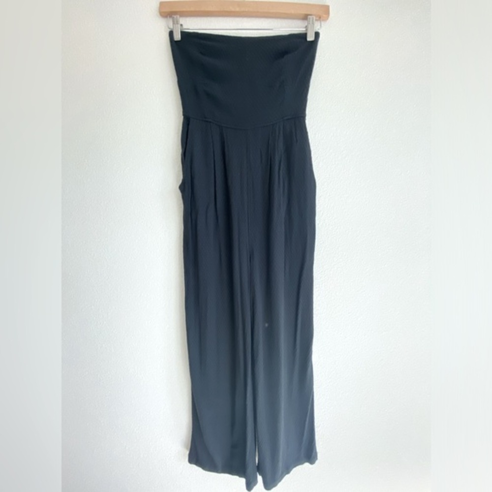 RVCA women’s jumpsuit black wide leg strapless top